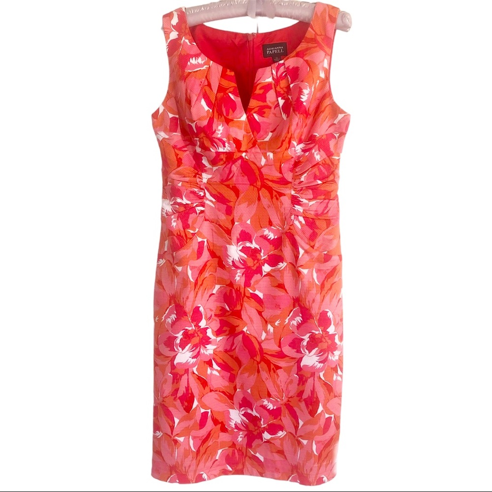 Adrianna Papell Orange & White Floral Sleeveless Dress – Size 10